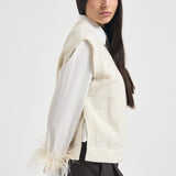Gilet donna Abilene con ricamo a mano panna L6WC12 A08 LIVIANA CONTI 