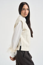 Gilet donna Abilene con ricamo a mano panna L6WC12 A08 LIVIANA CONTI 