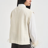 Gilet donna Abilene con ricamo a mano panna L6WC12 A08 LIVIANA CONTI 