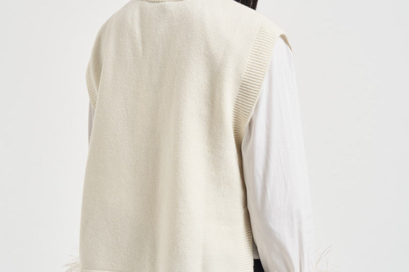 Gilet donna Abilene con ricamo a mano panna L6WC12 A08 LIVIANA CONTI 