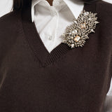 Gilet donna Abilene con ricamo a mano marrone L6WC12 W18 LIVIANA CONTI 