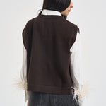 Gilet donna Abilene con ricamo a mano marrone L6WC12 W18 LIVIANA CONTI 