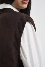 Gilet donna Abilene con ricamo a mano marrone L6WC12 W18 LIVIANA CONTI 
