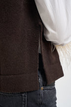 Gilet donna Abilene con ricamo a mano marrone L6WC12 W18 LIVIANA CONTI 