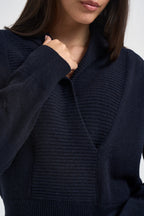 Maglia donna Hitomi con collo sciallato blu L6WC64 N08 LIVIANA CONTI 