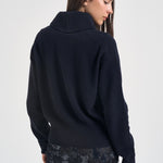 Maglia donna Hitomi con collo sciallato blu L6WC64 N08 LIVIANA CONTI 