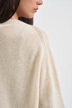 Cardigan donna ricamo con fiore panna L6WC72 W55 LIVIANA CONTI 
