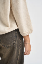 Cardigan donna ricamo con fiore panna L6WC72 W55 LIVIANA CONTI 
