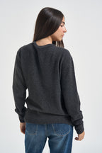 Cardigan donna incrociato con pietre antracite L6WC76 Y49 LIVIANA CONTI 