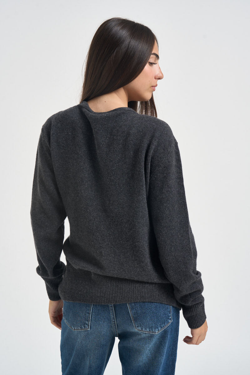 Cardigan donna incrociato con pietre antracite L6WC76 Y49 LIVIANA CONTI 