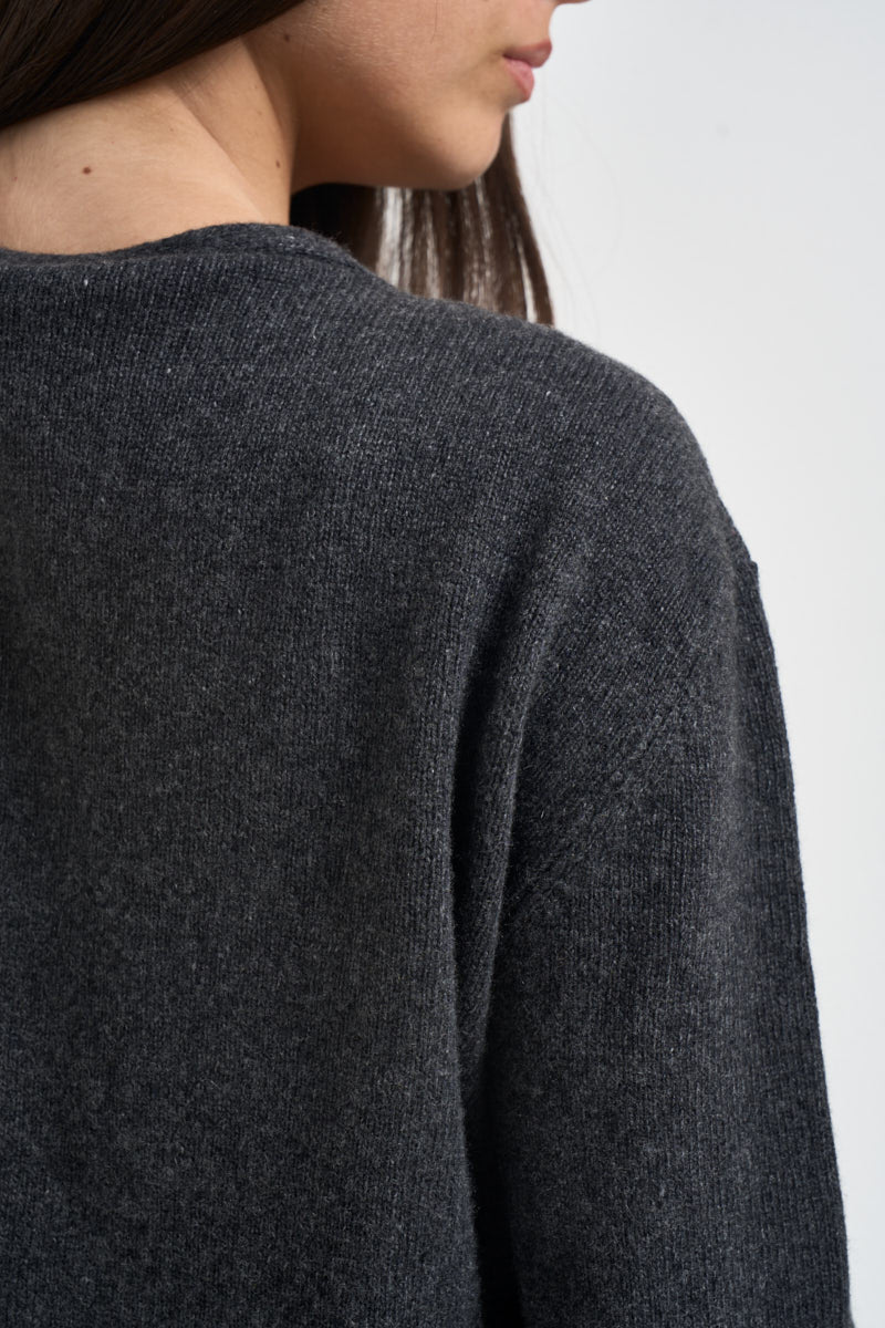 Cardigan donna incrociato con pietre antracite L6WC76 Y49 LIVIANA CONTI 