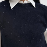 Gilet donna con micropaillettes blu notte L6WC91 N08Z1 LIVIANA CONTI 
