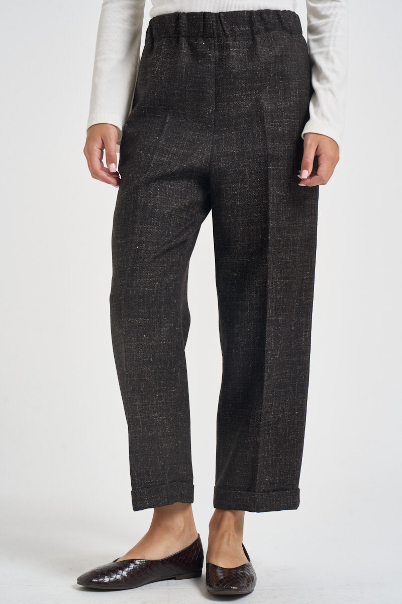 Pantaloni donna cropped gamba dritta moro L6WL21 MAL1 LIVIANA CONTI 