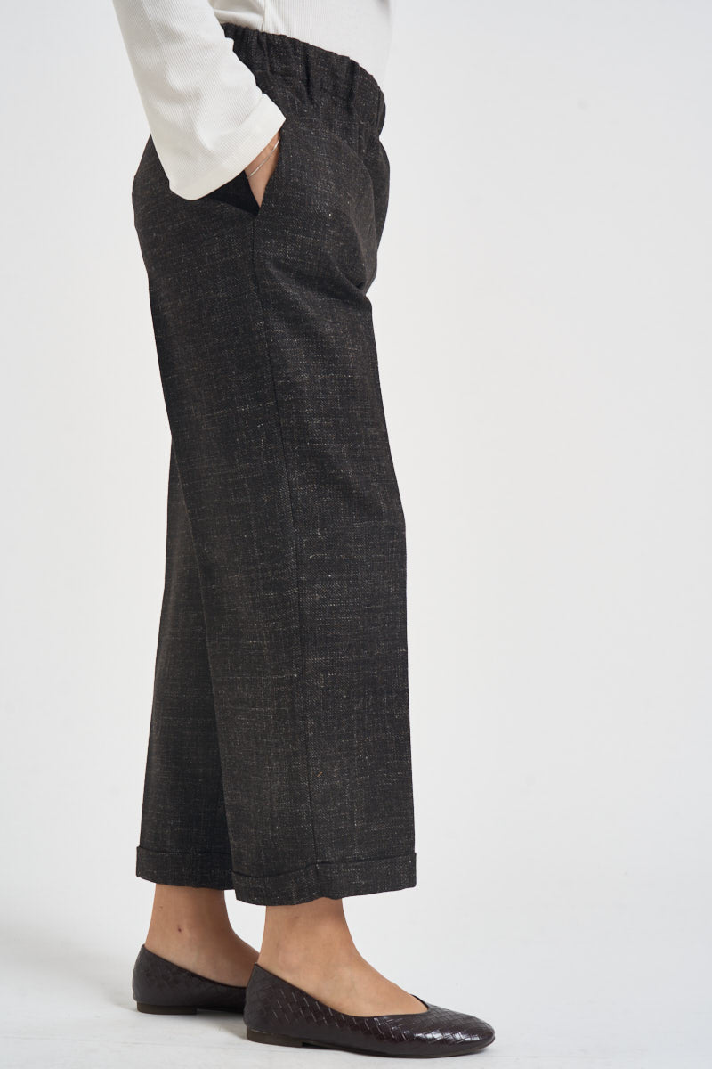 Pantaloni donna cropped gamba dritta moro L6WL21 MAL1 LIVIANA CONTI 