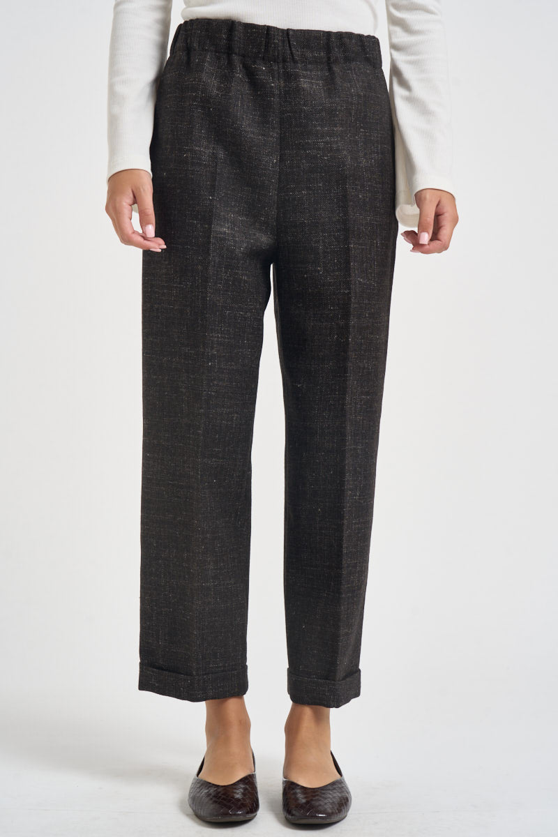 Pantaloni donna cropped gamba dritta moro L6WL21 MAL1 LIVIANA CONTI 