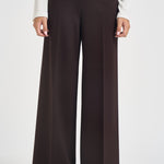 Pantaloni donna gamba larga con zip laterale marrone L6WWI53 U85 LIVIANA CONTI 