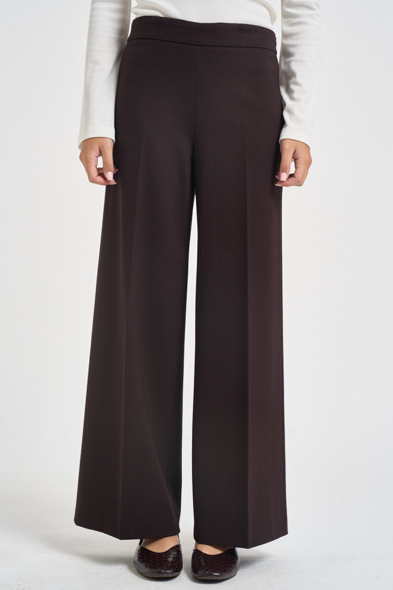 Pantaloni donna gamba larga con zip laterale marrone L6WWI53 U85 LIVIANA CONTI 