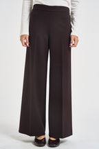 Pantaloni donna gamba larga con zip laterale marrone L6WWI53 U85 LIVIANA CONTI 