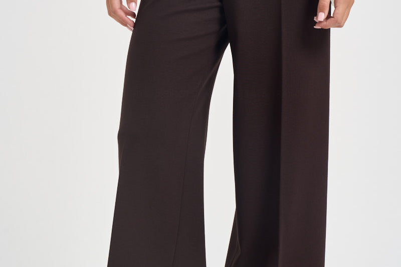 Pantaloni donna gamba larga con zip laterale marrone L6WWI53 U85 LIVIANA CONTI 