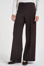 Pantaloni donna gamba larga con zip laterale marrone L6WWI53 U85 LIVIANA CONTI 