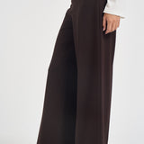 Pantaloni donna gamba larga con zip laterale marrone L6WWI53 U85 LIVIANA CONTI 