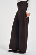 Pantaloni donna gamba larga con zip laterale marrone L6WWI53 U85 LIVIANA CONTI 