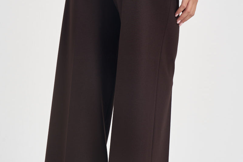 Pantaloni donna gamba larga con zip laterale marrone L6WWI53 U85 LIVIANA CONTI 