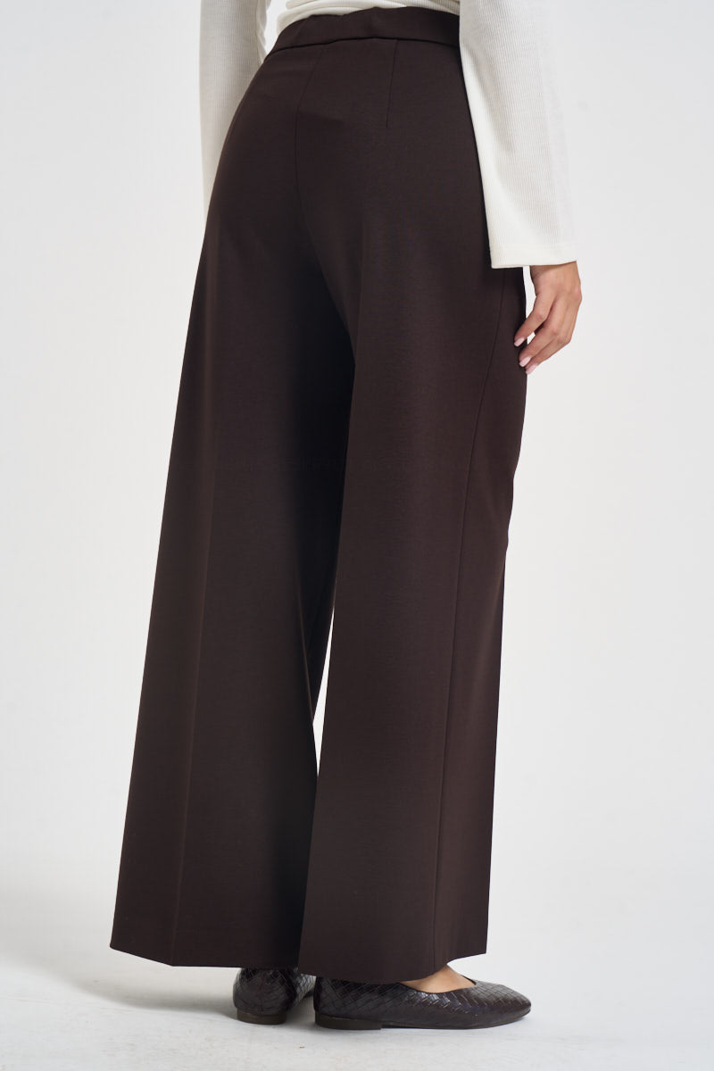 Pantaloni donna gamba larga con zip laterale marrone L6WWI53 U85 LIVIANA CONTI 