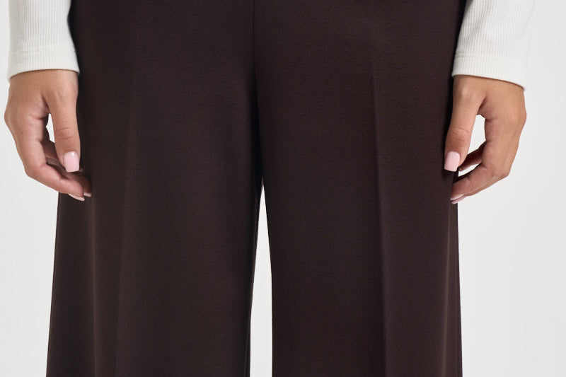 Pantaloni donna gamba larga con zip laterale marrone L6WWI53 U85 LIVIANA CONTI 