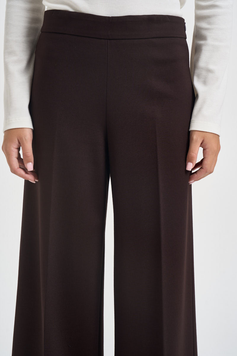 Pantaloni donna gamba larga con zip laterale marrone L6WWI53 U85 LIVIANA CONTI 