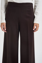 Pantaloni donna gamba larga con zip laterale marrone L6WWI53 U85 LIVIANA CONTI 
