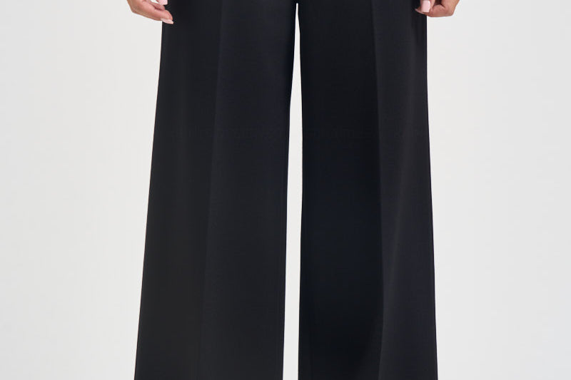 Pantaloni donna gamba larga con zip laterale nero L6WWI53 Y69 LIVIANA CONTI 