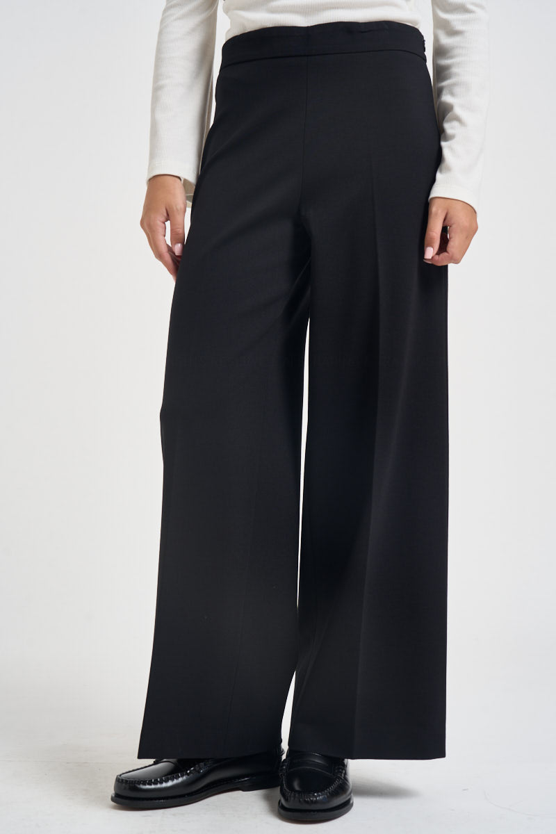 Pantaloni donna gamba larga con zip laterale nero L6WWI53 Y69 LIVIANA CONTI 