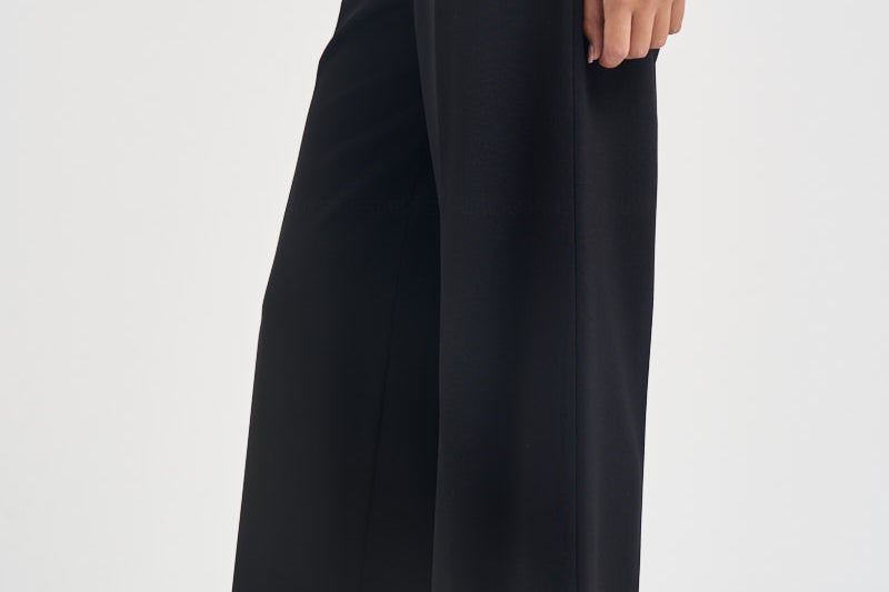 Pantaloni donna gamba larga con zip laterale nero L6WWI53 Y69 LIVIANA CONTI 