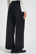 Pantaloni donna gamba larga con zip laterale nero L6WWI53 Y69 LIVIANA CONTI 