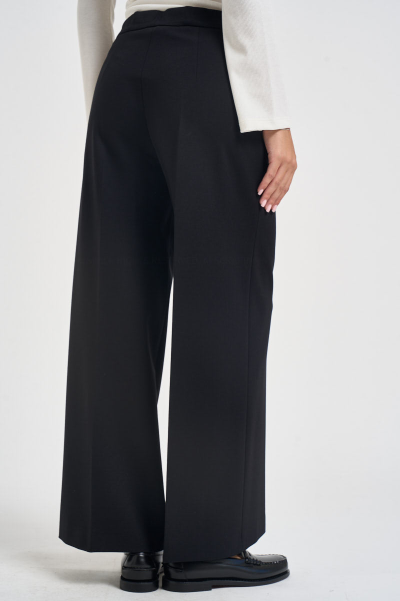 Pantaloni donna gamba larga con zip laterale nero L6WWI53 Y69 LIVIANA CONTI 