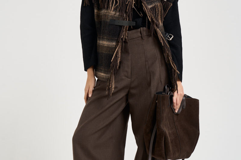 Gilet donna Ginesa con frange a quadri multicolor marrone GI0099FA D3D01EBKKI MARANT ETOILE 
