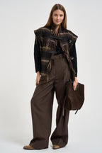 Gilet donna Ginesa con frange a quadri multicolor marrone GI0099FA D3D01EBKKI MARANT ETOILE 