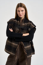 Gilet donna Ginesa con frange a quadri multicolor marrone GI0099FA D3D01EBKKI MARANT ETOILE 