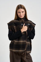Gilet donna Ginesa con frange a quadri multicolor marrone GI0099FA D3D01EBKKI MARANT ETOILE 