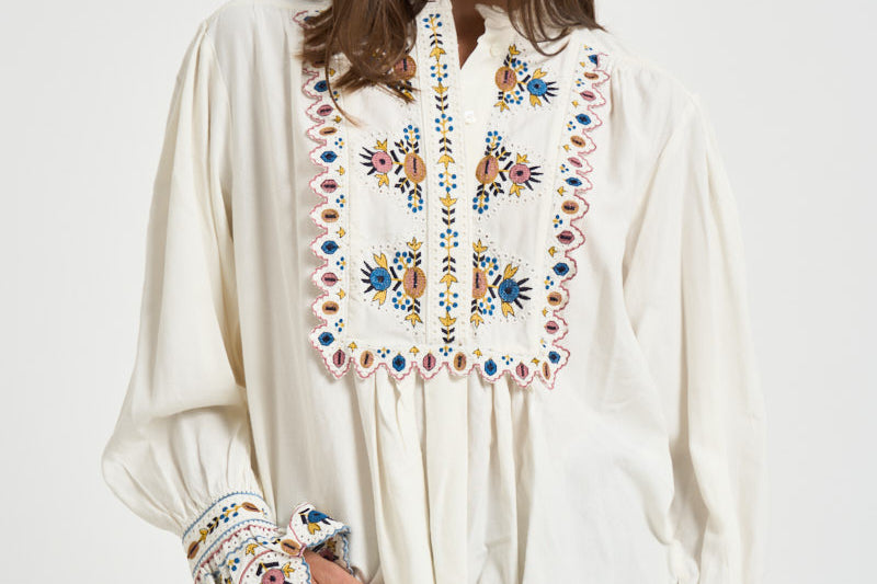 Blusa donna ricamata bianco avorio HT0904FA D3J06E23EC MARANT ETOILE 