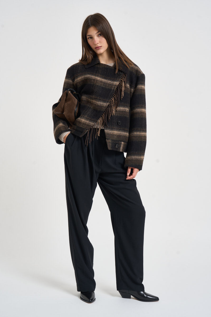 Cappotto donna corto Galeane a quadri marrone MA0571FA D3D01EBKKI MARANT ETOILE 