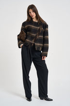 Cappotto donna corto Galeane a quadri marrone MA0571FA D3D01EBKKI MARANT ETOILE 