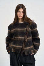 Cappotto donna corto Galeane a quadri marrone MA0571FA D3D01EBKKI MARANT ETOILE 