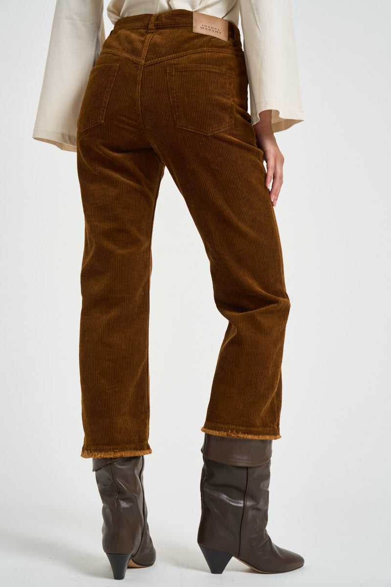 Pantalone donna in velluto a coste tabacco PA0708FA D3G02E50CA MARANT ETOILE 