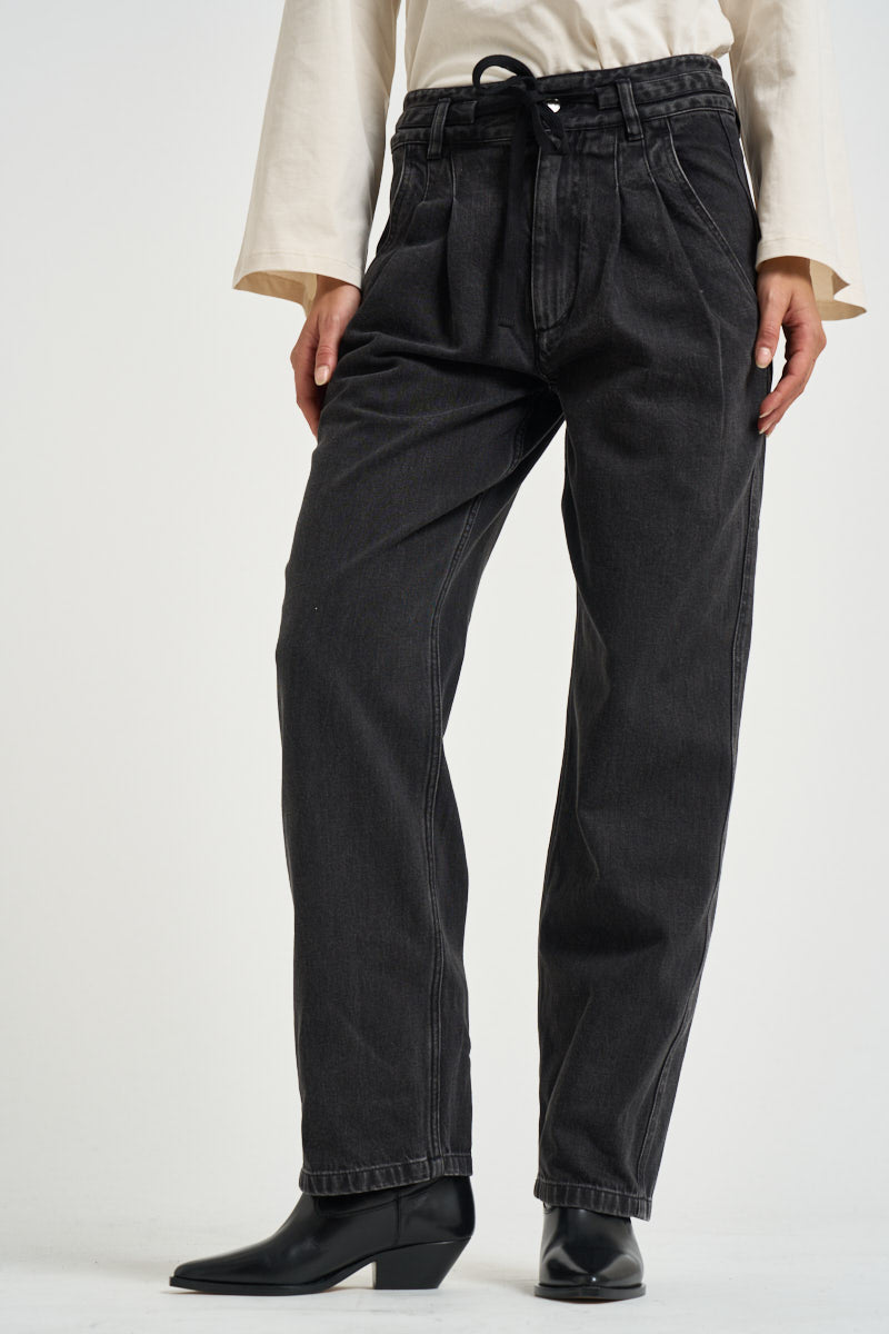 Jeans donna ilsa con coulisse nero PA0738FA D3H01E02FK MARANT ETOILE 
