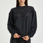 Felpa donna Vella con ricamo grigio scuro SW0196FA D3M05E02FK MARANT ETOILE 