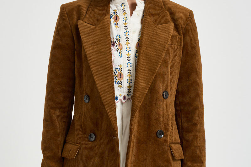 Blazer donna a coste in velluto tabacco VE0686FA D3G02E50CA MARANT ETOILE 