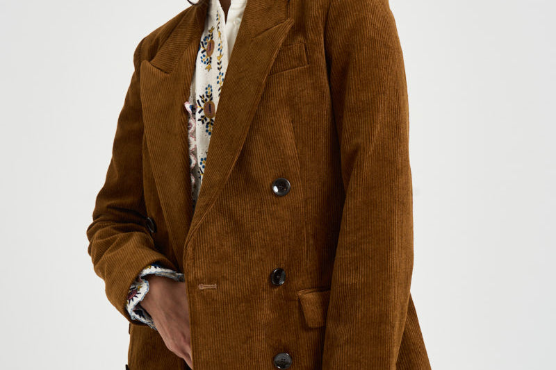 Blazer donna a coste in velluto tabacco VE0686FA D3G02E50CA MARANT ETOILE 