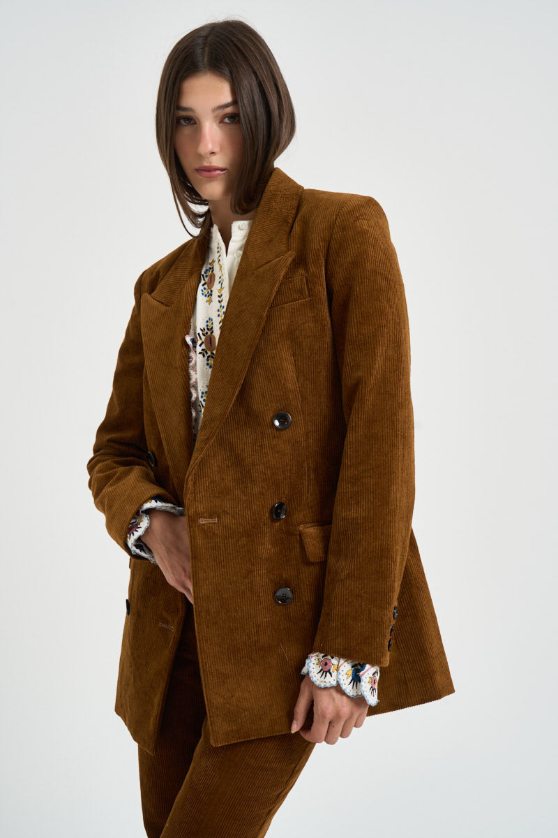 Blazer donna a coste in velluto tabacco VE0686FA D3G02E50CA MARANT ETOILE 